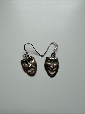 Sterling Silver Theater Mask Dangle Earrings